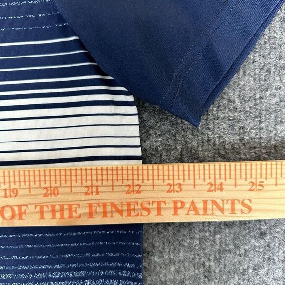 Izod Polo Shirt Mens Medium Blue Striped Short Sleeve Golf Stretch Performance - Picture 6 of 7